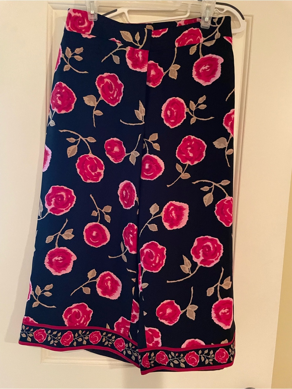 kate spade Black Pants with Pink and Beige Floral Print